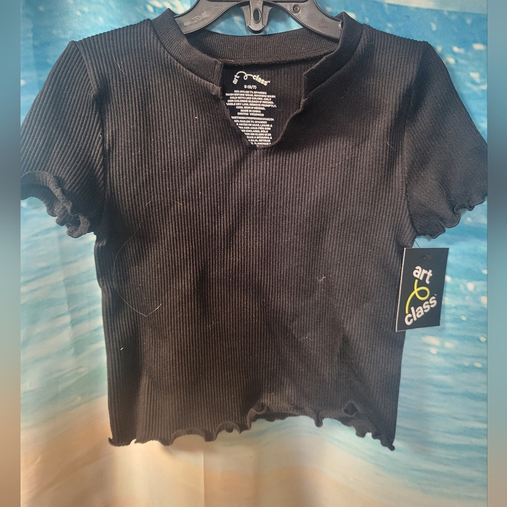 Art Class NWT Black Kids Ribbed T-Shirt Size Small 6/7